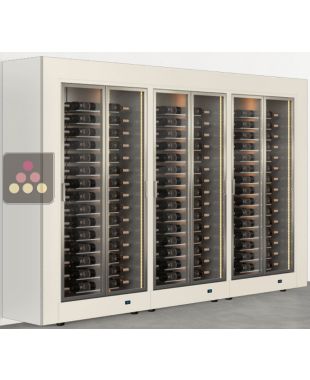 Combiné de 3 vitrines à vin multi-températures - Pose libre - Usage pro - Bouteilles horizontales - Cadre droit CALICE DESIGN