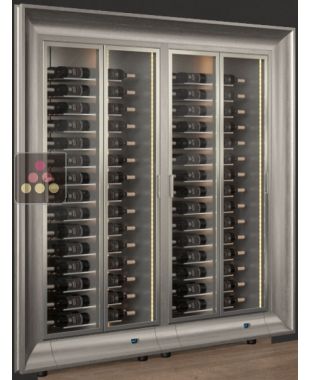 Combiné encastrable de 2 vitrines à vin multi-températures - Usage pro - Bouteilles horizontales - Encadrement incurvé CALICE DESIGN