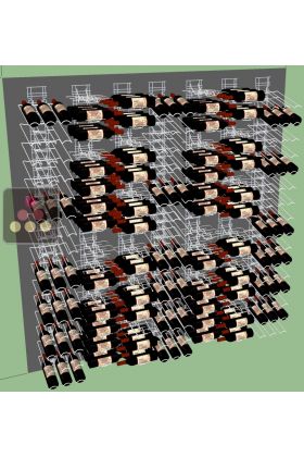 Mur de 7 Supports mural chromés de 336 bouteilles de 75cl en position inclinée et horizontale