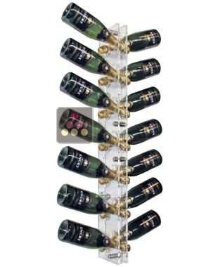 Porte-Bouteilles mural en plexiglas pour 14 bouteilles de champagne (illumination LED optionnelle) SOBRIO
