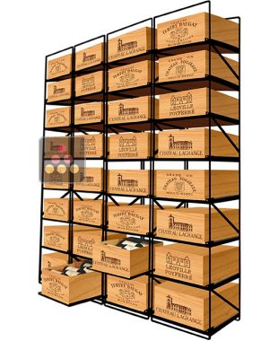 Racks coulissants pour 32 caisses de vin en Bois soit 384 bouteilles MODULORACK