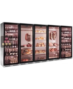Combiné de 5 vitrines réfrigérées pour vins, charcuteries et maturation de viande  BRERA