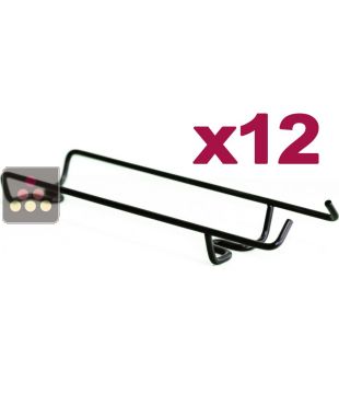 Lot de 12 Supports bouteilles en fil acier noir mat, à poser VISIORACK