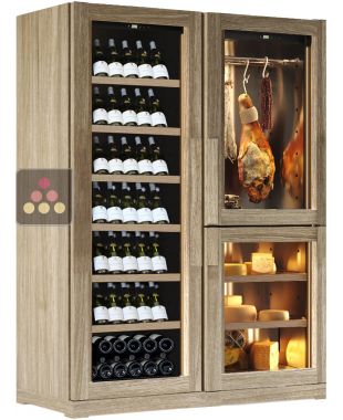 Combiné cave à vin mono-température, cave à charcuterie et cave à fromage - Bouteilles inclinées CALICE