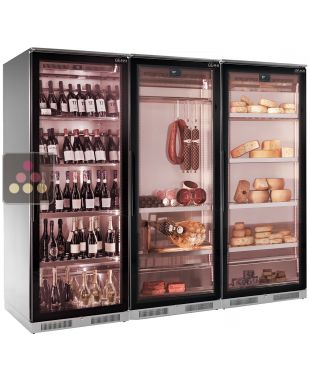Combiné de 3 vitrines réfrigérées pour vins, charcuteries et fromages - Profondeur 700mm BRERA