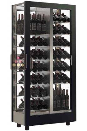 Vitrine à vin - Pro - 4 côtés vitrés - Habillage interchangeable - Bouteilles inclinées et debout