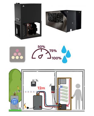 Climatiseur pour armoire à vin - 1050 watts - Technologie boucle à eau glacée - Liaison 12m - Froid et Humidification FRIAX
