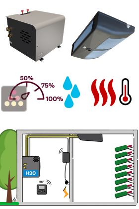 Climatiseur de cave naturelle de 2750 Watts - Évaporateur plafonnier - Condensation à eau - Froid, humidification et chauffage