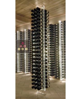 Colonne porte-bouteilles en plexiglas avec fixation sol/plafond - Hauteur = 240cm - Profondeur 3 bouteilles - Capacité 126 bouteilles - Eclairage LED optionnel SOBRIO