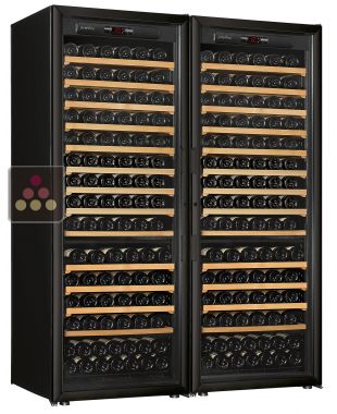 Combiné de 2 caves à vin Mono-Température de vieillissement et de conservation - Clayettes coulissantes ARTEVINO