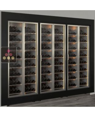 Combiné encastrable de 3 vitrines à vin multi-températures - Bouteilles inclinées - Cadre droit CALICE DESIGN
