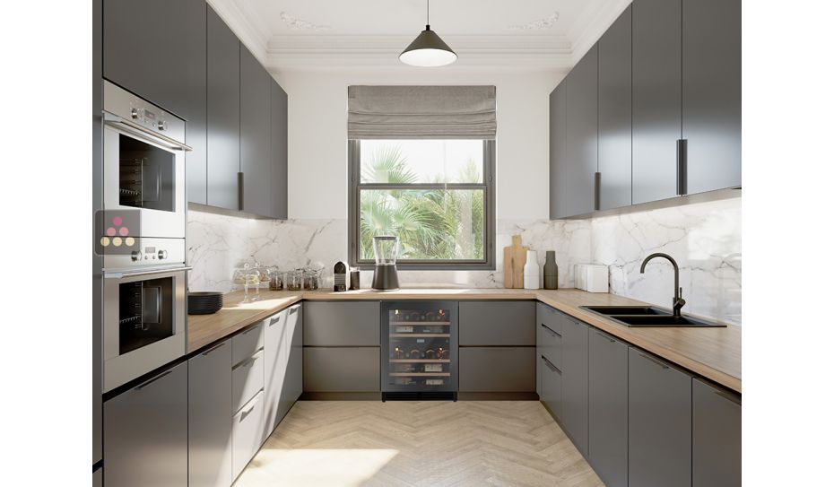 Cave à vin double température de conservation et/ou de service encastrable - Ouverture Push/Pull