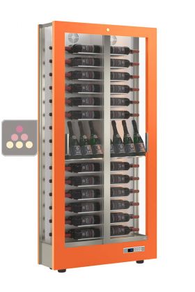 Vitrine à vin multi-températures - Usage pro - 3 côtés vitrés - P36cm - Equipement mixte - Habillage magnétique interchangeable