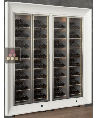 Combiné encastrable de 2 vitrines à vin multi-températures - Usage pro - Bouteilles inclinées - Encadrement incurvé CALICE DESIGN