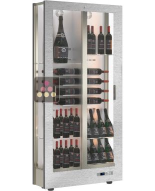 Vitrine à vin multi-températures connectée - Usage pro - 3 côtés vitrés - P36cm - Équipement mixte - Habillage magnétique interchangeable Acier satiné - MODELE EXPO CALICE DESIGN