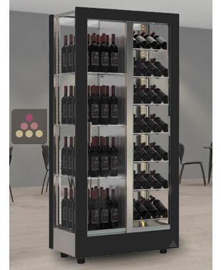 Vitrine à vin multi-températures - Usage professionnel - 4 côtés vitrés - Equipement mixte - Habillage interchangeable CALICE DESIGN