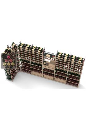 Aménagement de cave structure acier et baguettes bois pour 660 bouteilles - 6 caisses bois - 20 magnums - Fabrication spécifique - Essentiel System