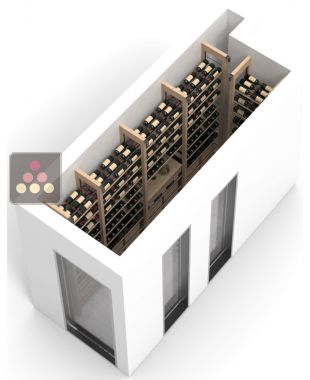 Aménagement de cave Bois et métal pour 337 bouteilles - 16 caisses bois  - Fabrication spécifique - Wood System ARCHITECTURE INTERIEURE DU VIN