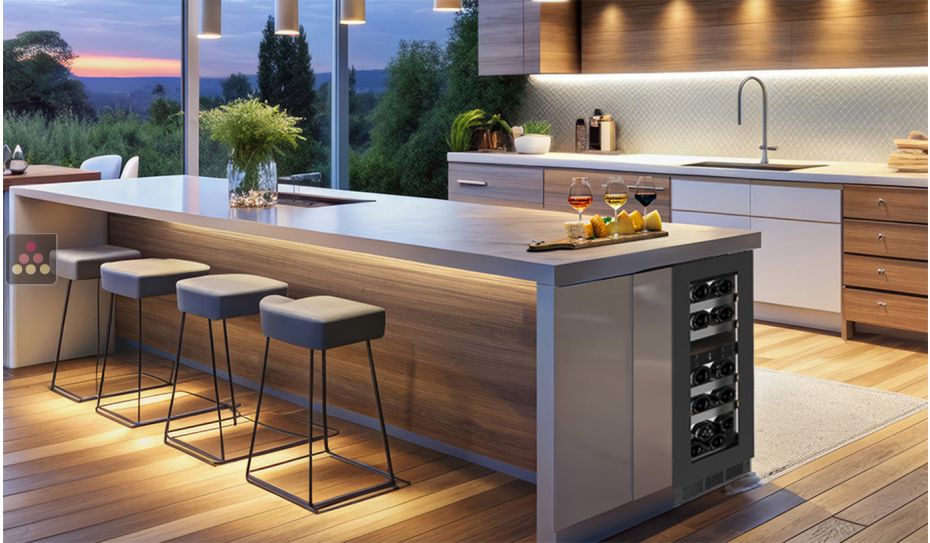 Cave à vin 2 températures de service encastrable sous-plan - Porte de 72cm