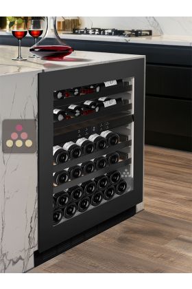 Cave à vin 2 températures de service encastrable sous-plan dark inox - Porte Push-Open de 72cm