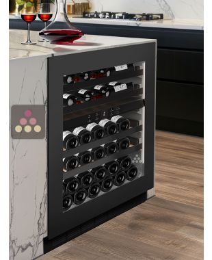 Cave à vin 2 températures de service encastrable sous-plan dark inox - Porte Push-Open de 72cm NESTOR M WINE