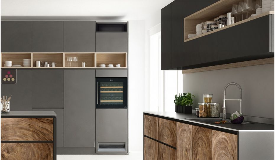 Cave à vin de conservation 2 températures encastrable en colonne									
