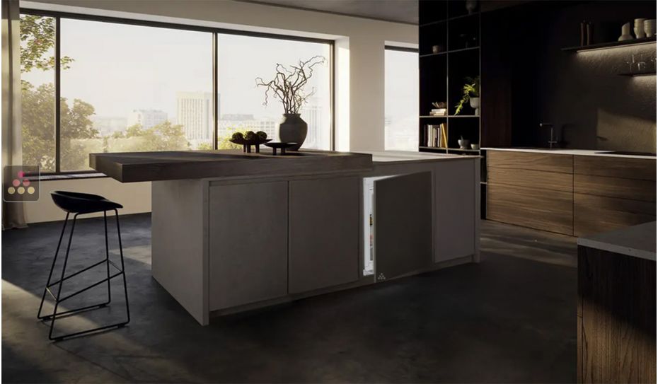 Mini combiné réfrigérateur et congélateur encastrable sous plan à panneau décoratif habillable 106 Litres