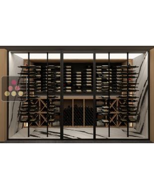 Lot de 4 colonnes sol/plafond supports bouteilles en acier - peinture noire - Sur mesure - Etude + fabrication + installation Ma Cave à Vin