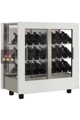 Vitrine à vin - Pro - 3 côtés vitrés - Habillage bois - Bouteilles inclinées