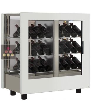 Vitrine à vin - Pro - 3 côtés vitrés - Habillage bois - Bouteilles inclinées CALICE DESIGN