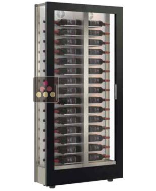 Vitrine à vin - Pro - 3 côtés vitrés - Cadre droit - Bouteilles horizontales - P38cm CALICE DESIGN