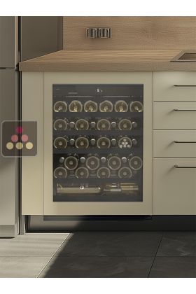 Cave à vin mono-température de conservation et de service des vins encastrable sous-plan à façade habillable
