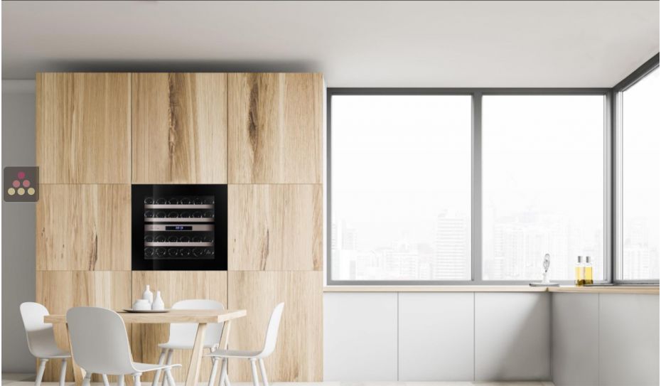 Cave à vin 2 températures de service encastrable en colonne auto-ventilée