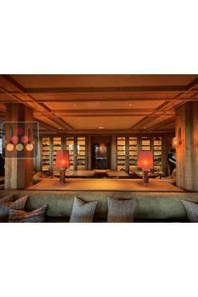 Cave à vin sur-mesure mono-température de service - 2 portes - structure acier finition sapin - 145 Bouteilles - Clayettes sapin