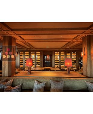 Cave à vin sur-mesure mono-température de service - 2 portes - structure acier finition sapin - 145 Bouteilles - Clayettes sapin Ma Cave à Vin