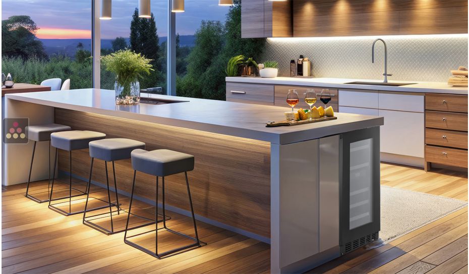 Cave à vin 2 températures de service encastrable sous-plan - Push-open - Porte de 78cm