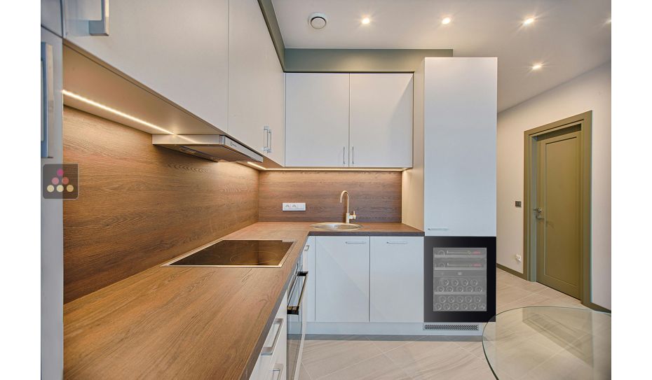 Cave à vin 2 températures de service encastrable en colonne et sous-plan auto-ventilée - Ouverture Push-Open