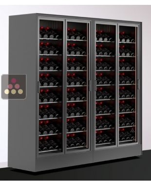 Combiné de 2 vitrines à vin - Pro - Bouteilles inclinées - Cadre FIT CALICE DESIGN