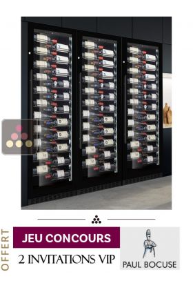 Combiné encastrable de 3 caves à vin mono-température de service ou de conservation