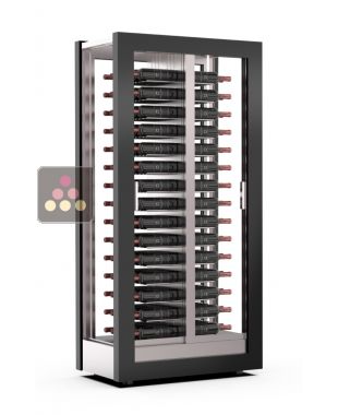 Vitrine à vin  - Pro - 4 côtés vitrés - Bouteilles horizontales - Habillage interchangeable CALICE DESIGN
