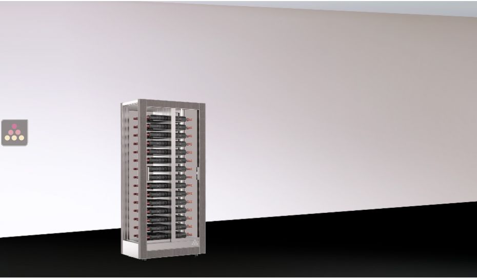 Vitrine à vin  - Pro - 4 côtés vitrés - Bouteilles horizontales - Habillage interchangeable