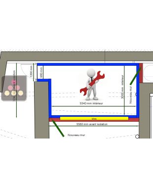 Constr. murs + fourn. Porte & baie vitrée + Isolation/finition murs & plafond + éclairage : Pièces et MO, Hors déplacement Inclus Ma Cave à Vin
