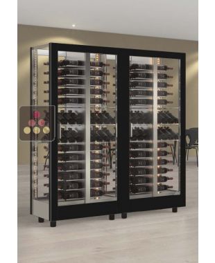 Combiné de 2 vitrines à vin - Pro - 4 cotés vitrés - Habillage interchangeable - Equipement mixte CALICE DESIGN