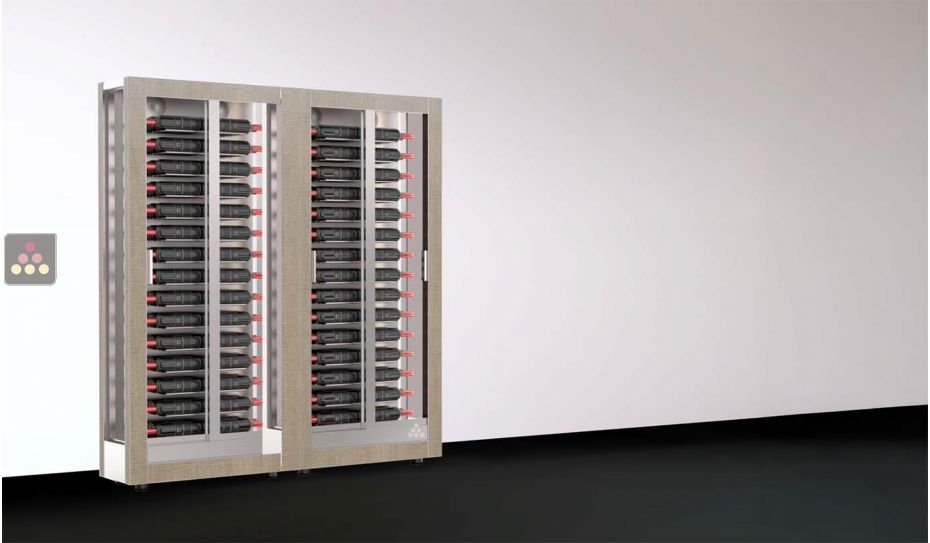 Combiné de 2 vitrines à vin - Pro - 3 côtés vitrés - Habillage interchangeable - P38