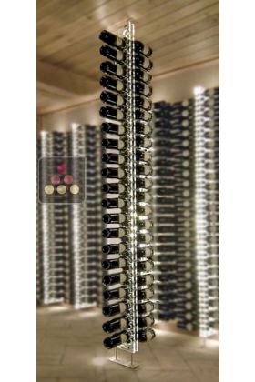 Colonne porte-bouteilles en plexiglas avec fixation sol/plafond - Hauteur = 240cm - Profondeur 1 bouteille - Eclairage LED optionnel