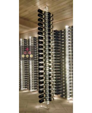 Colonne porte-bouteilles en plexiglas avec fixation sol/plafond - Hauteur = 240cm - Profondeur 1 bouteille - Eclairage LED optionnel SOBRIO