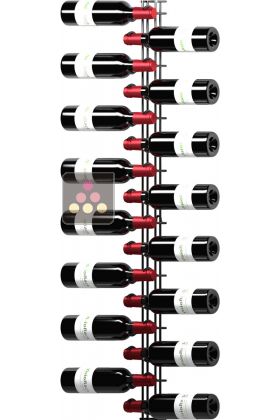 Support mural noir de 16 bouteilles de 75cl en position horizontale