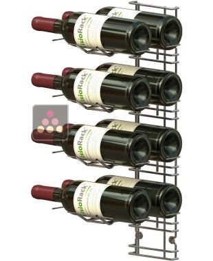 Support mural noir pour 8 bouteilles de 75cl - Bouteilles horizontales VISIORACK