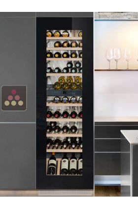 Cave à vin 2 températures de multi-usages de conservation et de service des vins encastrable à porte verre noire