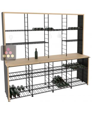 Meuble de stockage en acier avec comptoir de dégustation en Chêne massif ARCHITECTURE INTERIEURE DU VIN